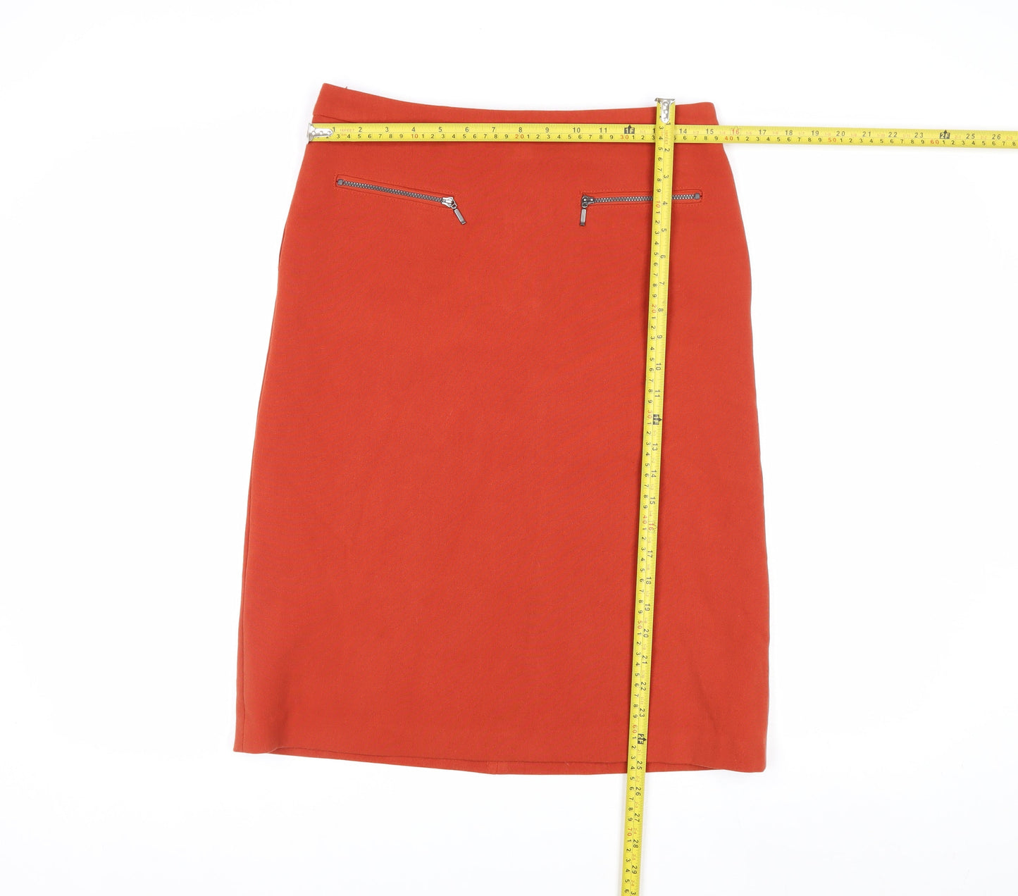 Marks and Spencer Women Orange Knee Length Pencil Skirt Size 10