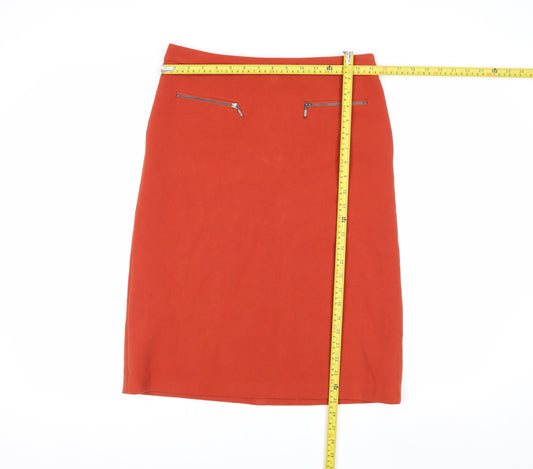 Marks and Spencer Women Orange Knee Length Pencil Skirt Size 10