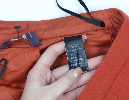 Marks and Spencer Women Orange Knee Length Pencil Skirt Size 10