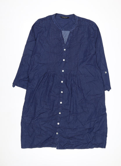 VIZ-A-VIZ Womens Blue Cotton Shirt Dress Size 20/22 Plus