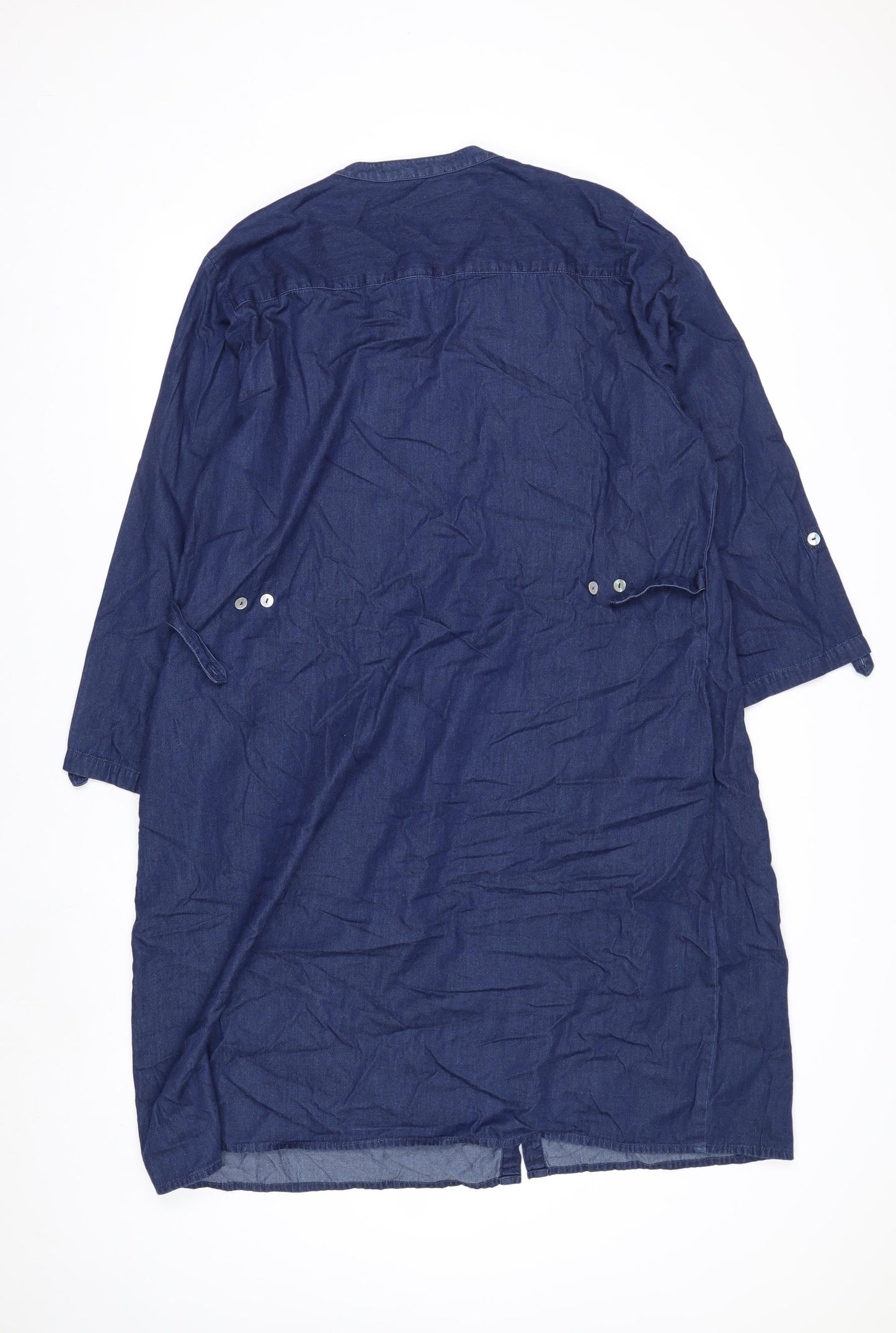 VIZ-A-VIZ Womens Blue Cotton Shirt Dress Size 20/22 Plus