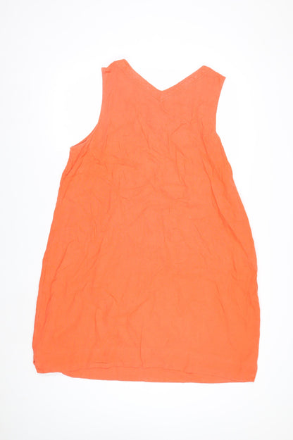 Marks and Spencer Womens Orange Linen Shift Dress Size 18 Sleeveless