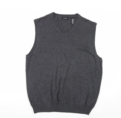 Van Heusen Men's Grey Cotton V-Neck Sleeveless Jumper Vest M