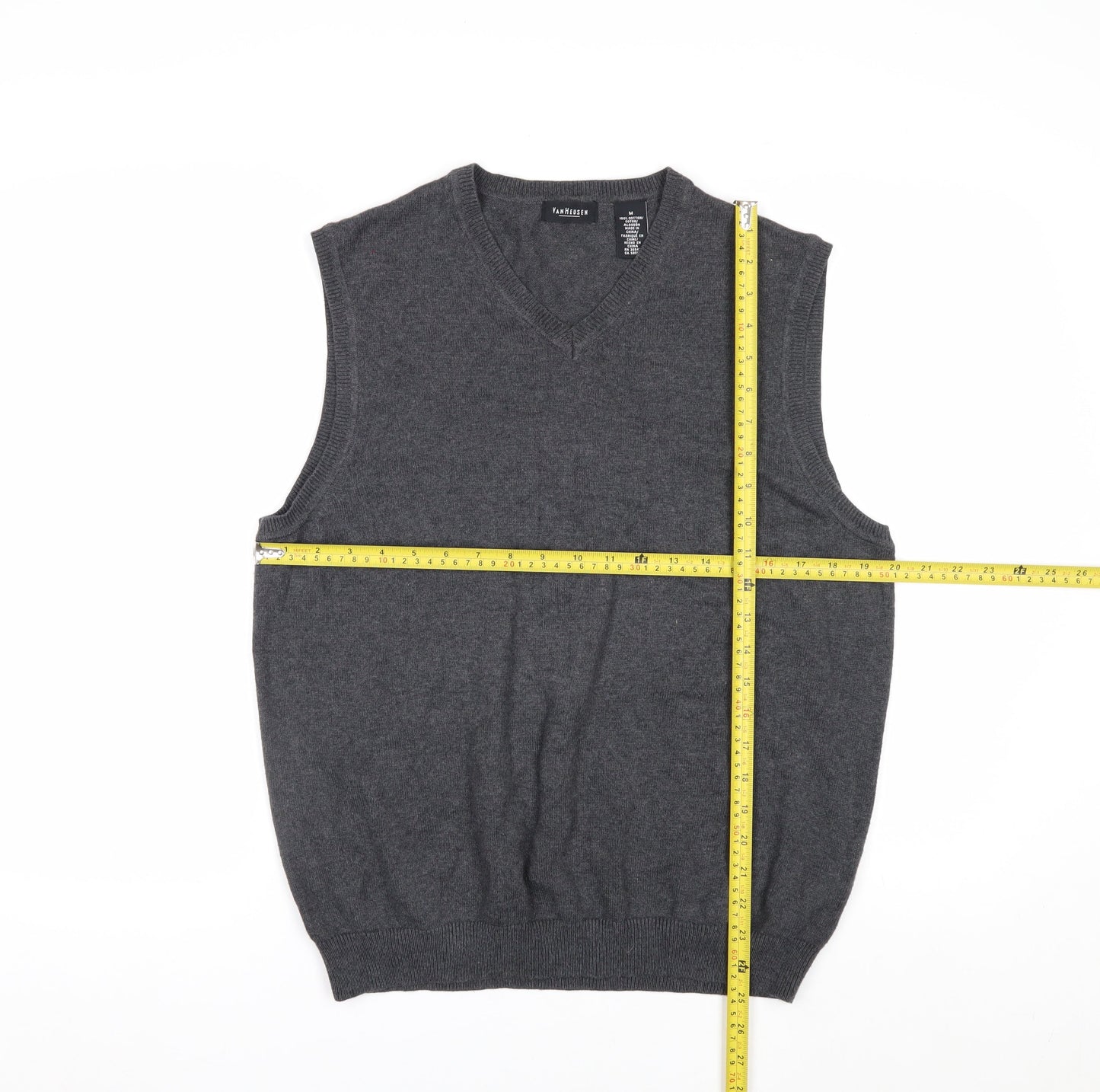 Van Heusen Men's Grey Cotton V-Neck Sleeveless Jumper Vest M