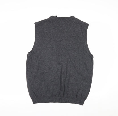 Van Heusen Men's Grey Cotton V-Neck Sleeveless Jumper Vest M