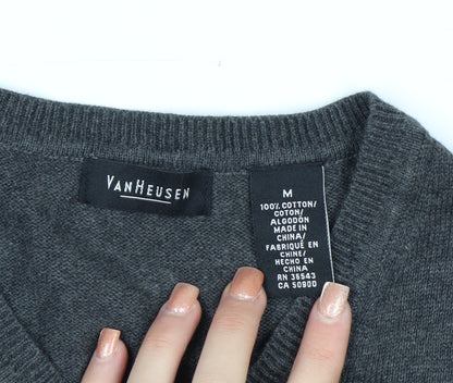 Van Heusen Men's Grey Cotton V-Neck Sleeveless Jumper Vest M