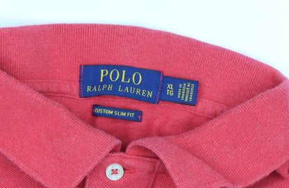 Ralph Lauren Men's Red Custom Slim Fit Polo Shirt XL 100% Cotton
