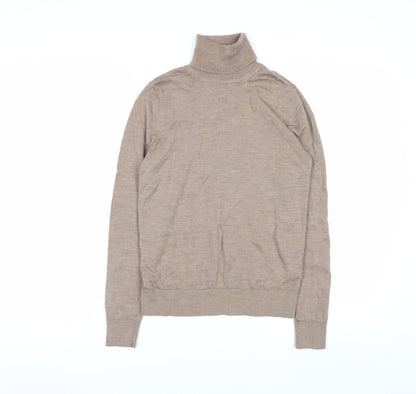 Marks and Spencer Women’s Beige Merino Wool Roll Neck Jumper Size 8
