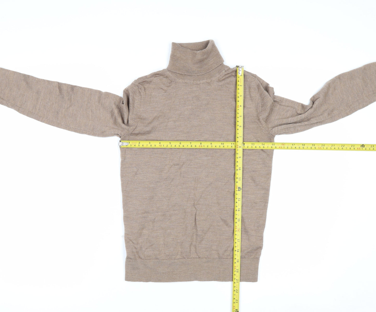 Marks and Spencer Women’s Beige Merino Wool Roll Neck Jumper Size 8
