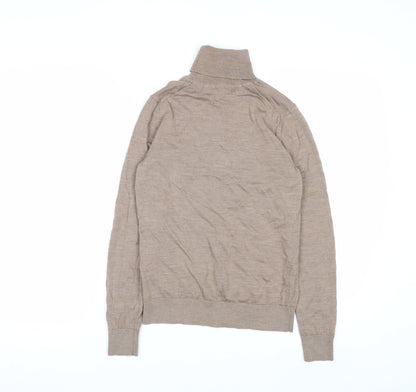 Marks and Spencer Women’s Beige Merino Wool Roll Neck Jumper Size 8