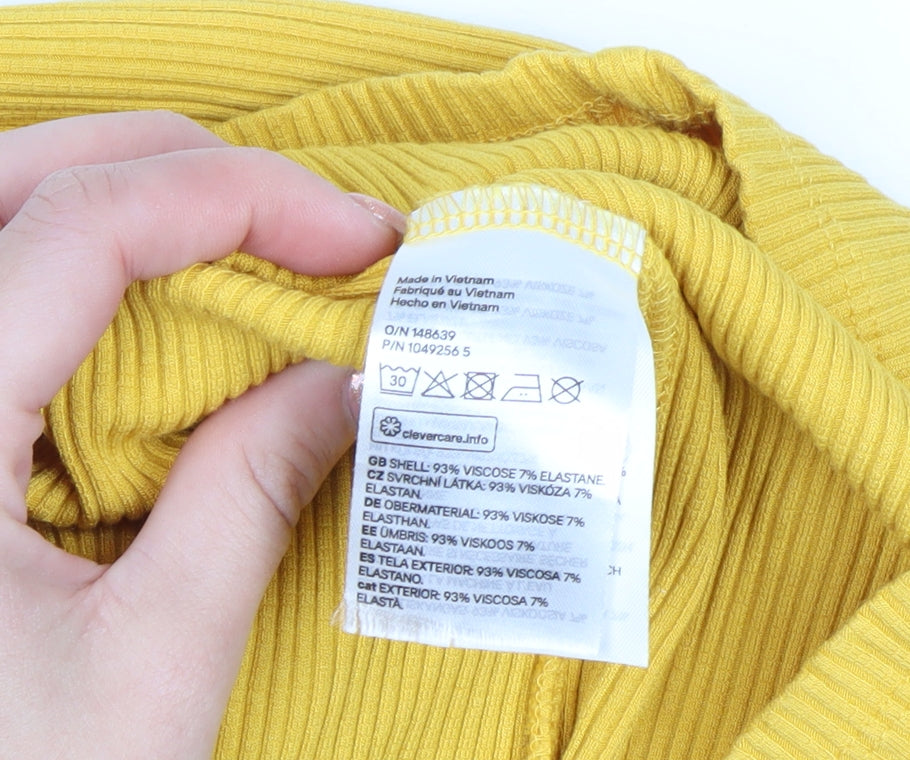 H&M Women’s Yellow Bodycon Halter Cut Out Summer Dress XS