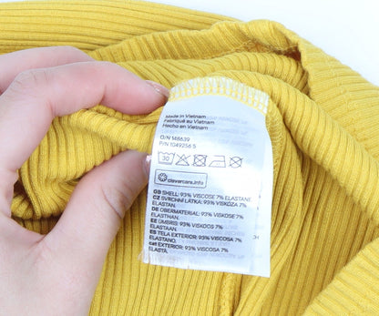 H&M Women’s Yellow Bodycon Halter Cut Out Summer Dress XS