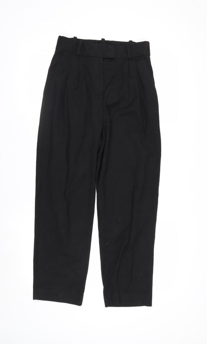H&M Women's Black Regular Fit Pleated Trousers Size 8