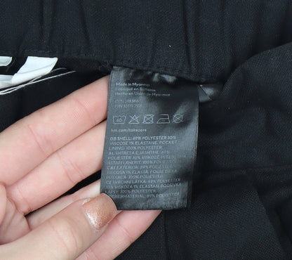 H&M Women's Black Regular Fit Pleated Trousers Size 8