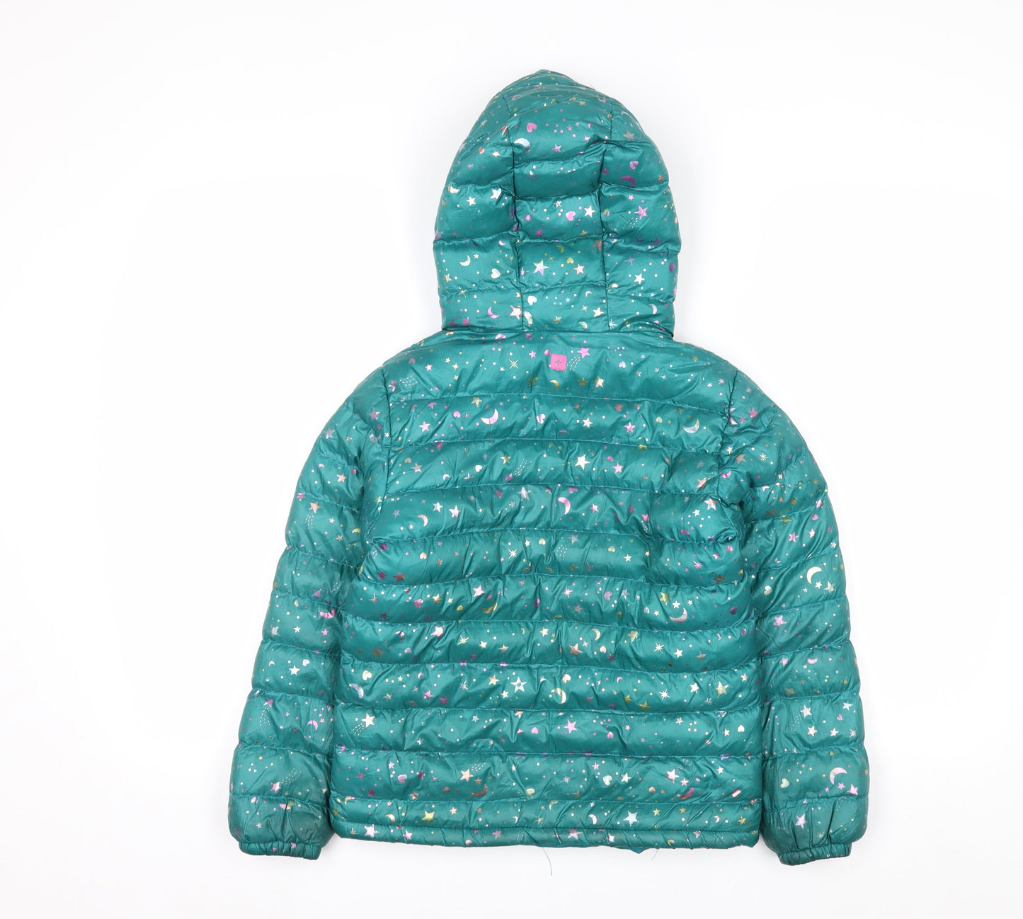 Mountain Warehouse Girls Green Star Print Hooded Puffer Jacket 7-8 Years