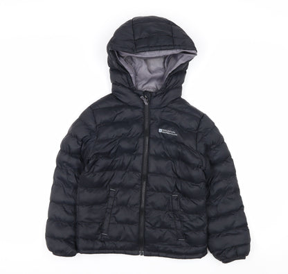 Mountain Warehouse Boys Black 5-6 Years Hooded Puffer Jacket Water Resistant