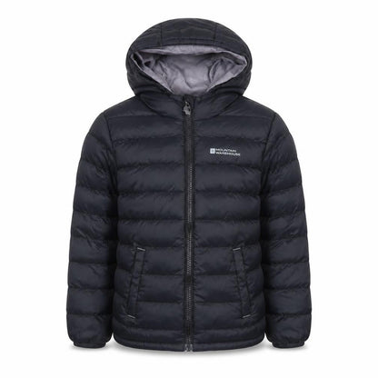 Mountain Warehouse Boys Black 5-6 Years Hooded Puffer Jacket Water Resistant