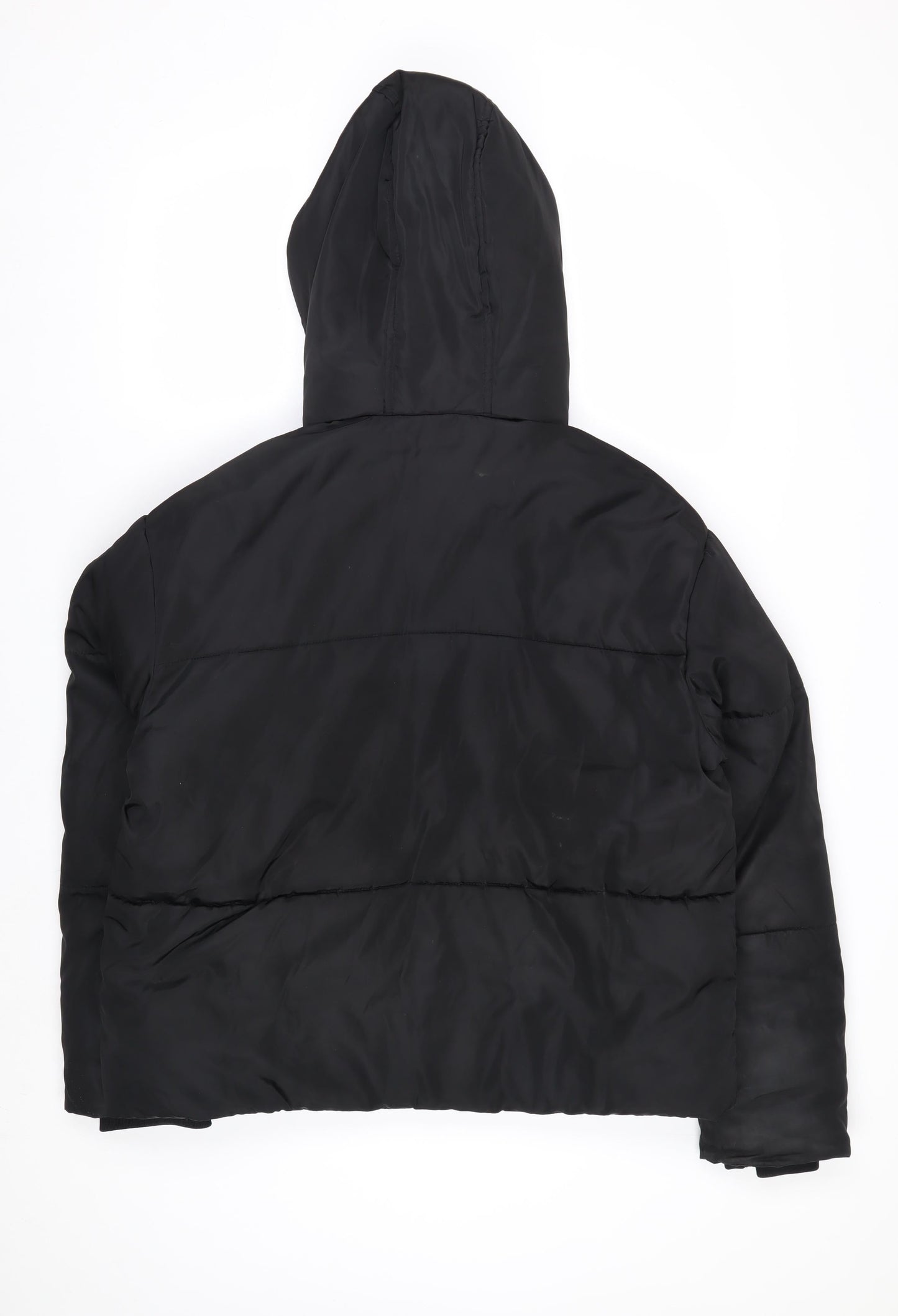 Next Women Black Puffer Jacket S Hooded Short Polyester Winter Coat