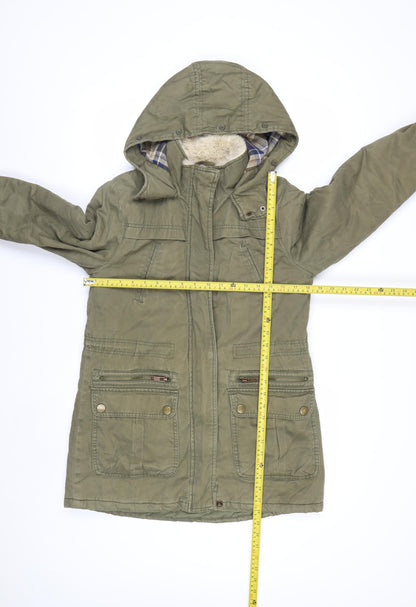 New Look Women’s Green Cotton Hooded Parka Jacket Size 8