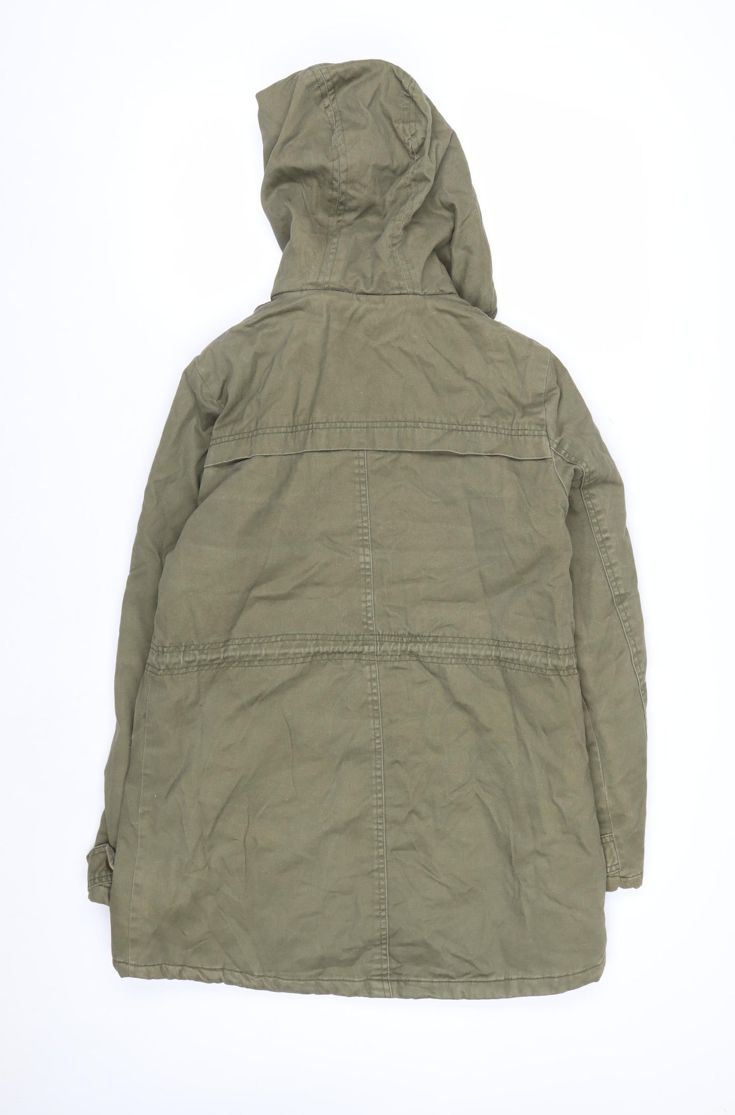 New Look Women’s Green Cotton Hooded Parka Jacket Size 8