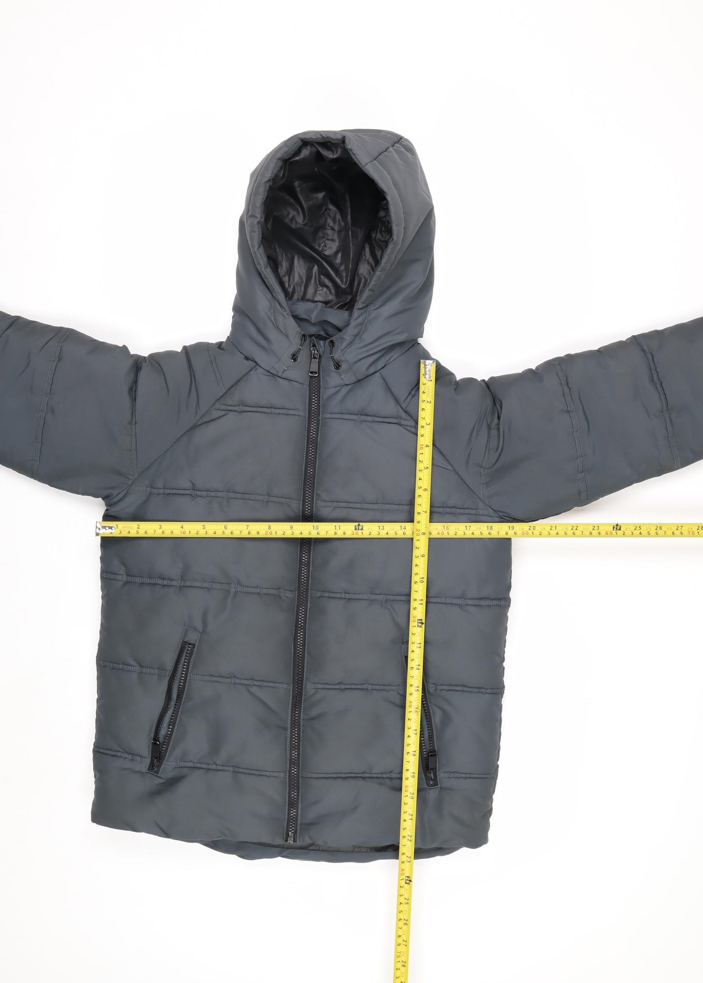 Marks and Spencer Boys Grey Hooded Puffer Jacket 12-13 Years Shower Resistant