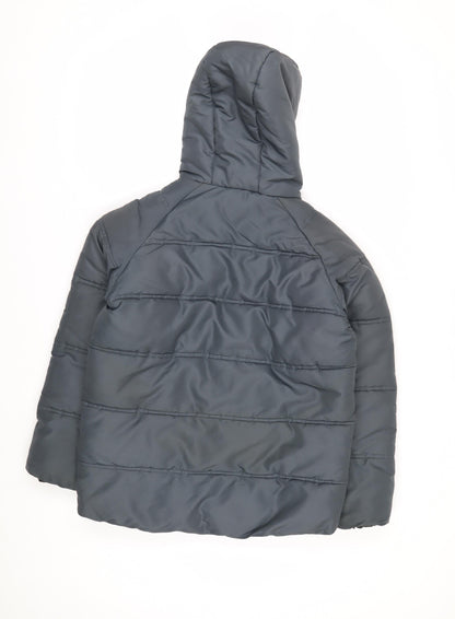 Marks and Spencer Boys Grey Hooded Puffer Jacket 12-13 Years Shower Resistant