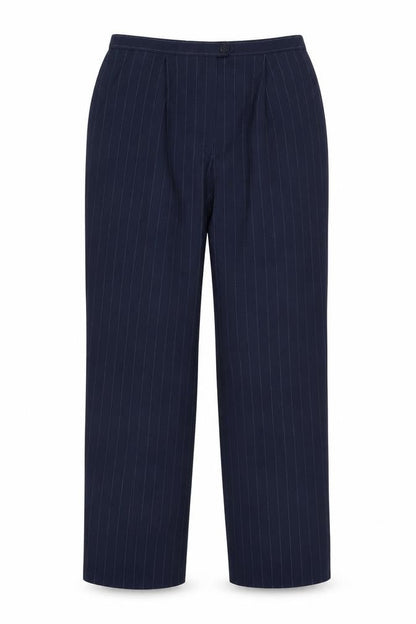 Dressbarn Women’s Blue Pinstripe Pleated Straight Trousers Size 8