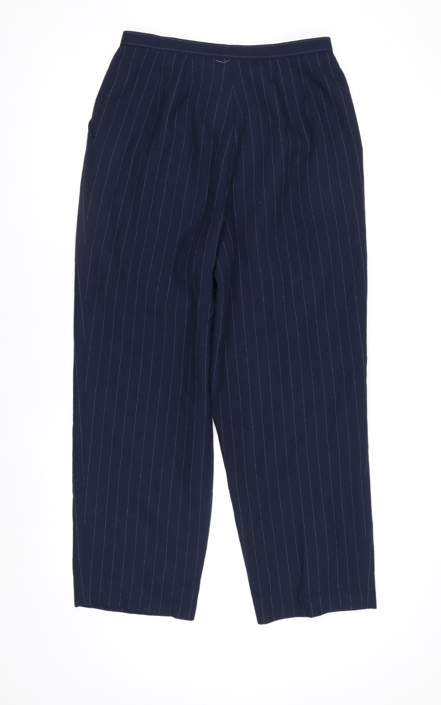 Dressbarn Women’s Blue Pinstripe Pleated Straight Trousers Size 8
