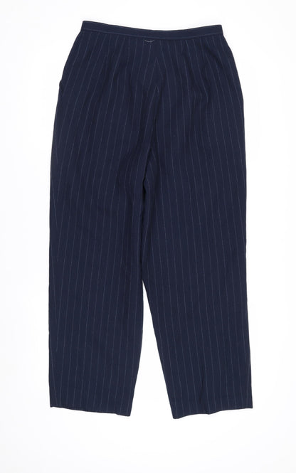 Dressbarn Women’s Blue Pinstripe Pleated Straight Trousers Size 8