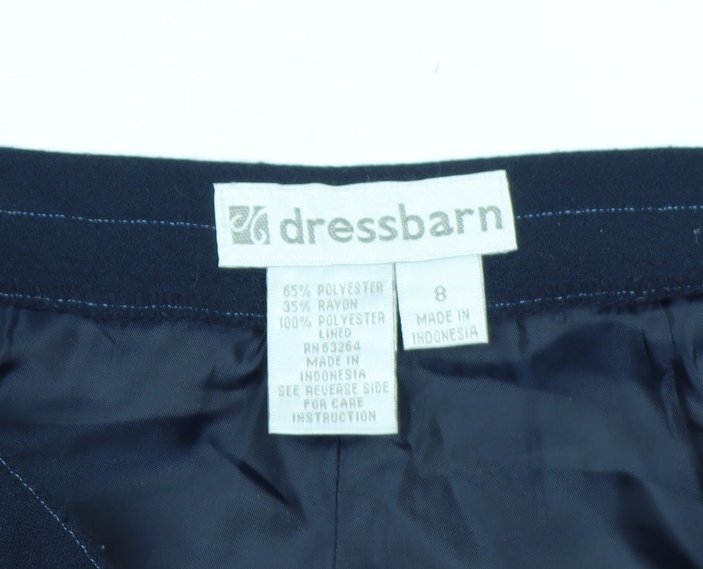 Dressbarn Women’s Blue Pinstripe Pleated Straight Trousers Size 8