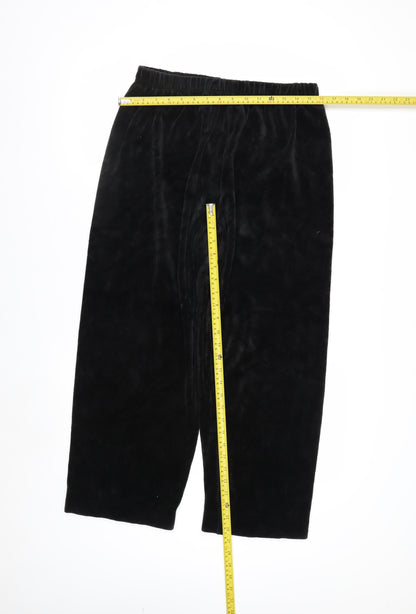 Penmans Womens Black Velvet Straight Leg Trousers L