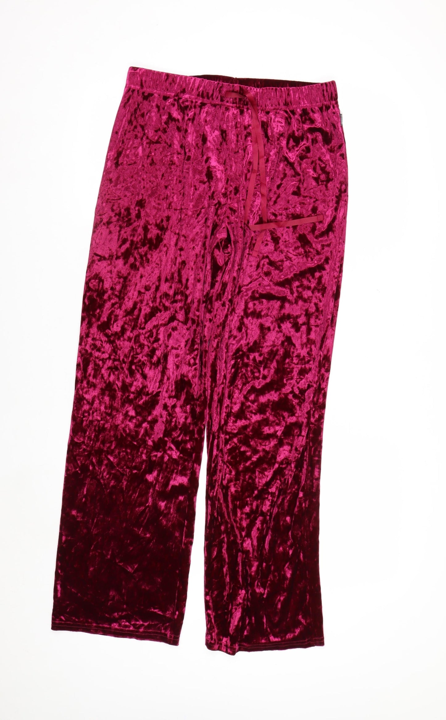 Tahari Womens Pink Crushed Velvet Straight Trousers Size M