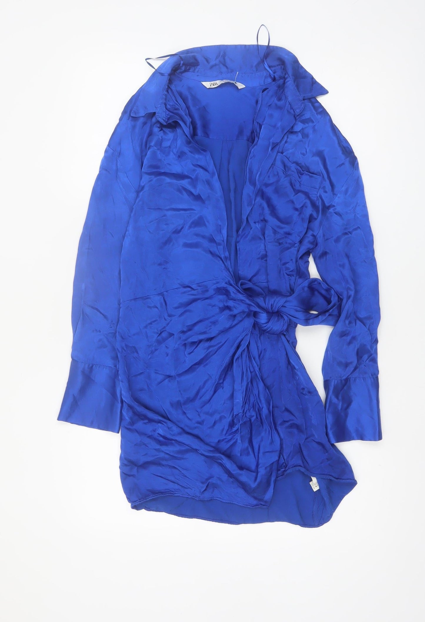 Zara Women’s Blue Viscose Wrap Shirt Dress Size 12