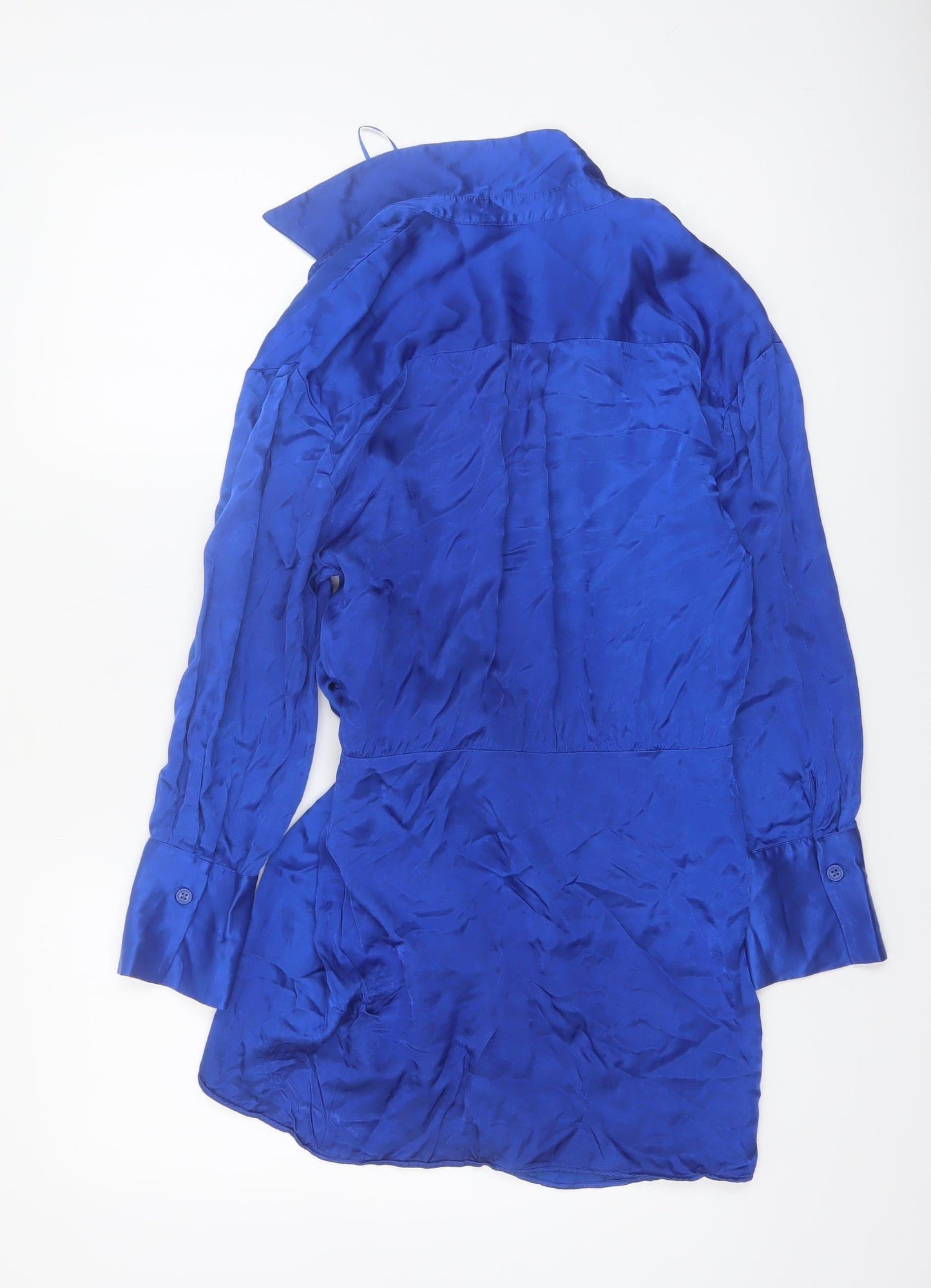 Zara Women’s Blue Viscose Wrap Shirt Dress Size 12