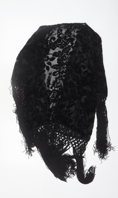 Shop The Trends Women Black Floral Fringe Sheer Cover Up M