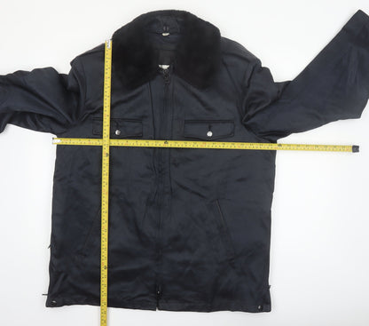 Blauer Men's Black 42 Regular Bomber Jacket with Faux Fur Collar