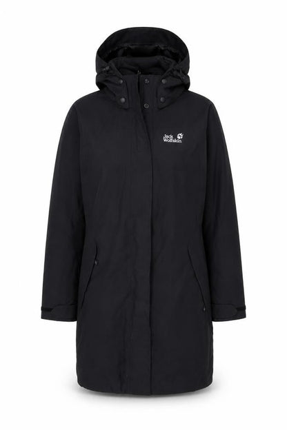 Jack Wolfskin Women's Black Waterproof Parka Coat Size 10