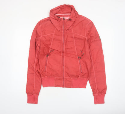 Bench Womens Pink Bomber Jacket Size L Hooded Full Zip Casual