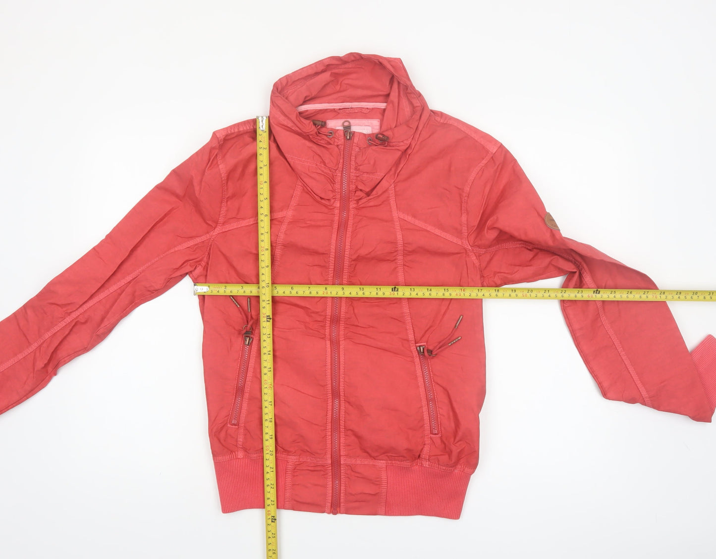 Bench Womens Pink Bomber Jacket Size L Hooded Full Zip Casual