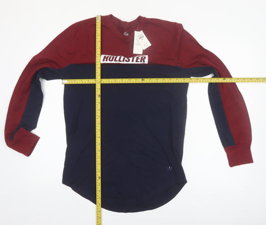Hollister Men’s Multicolour Long Sleeve Cotton Crew Neck Top Size S