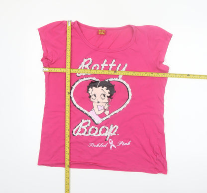 George Women's Pink Betty Boop T-Shirt Size 16 Short Sleeve Cotton