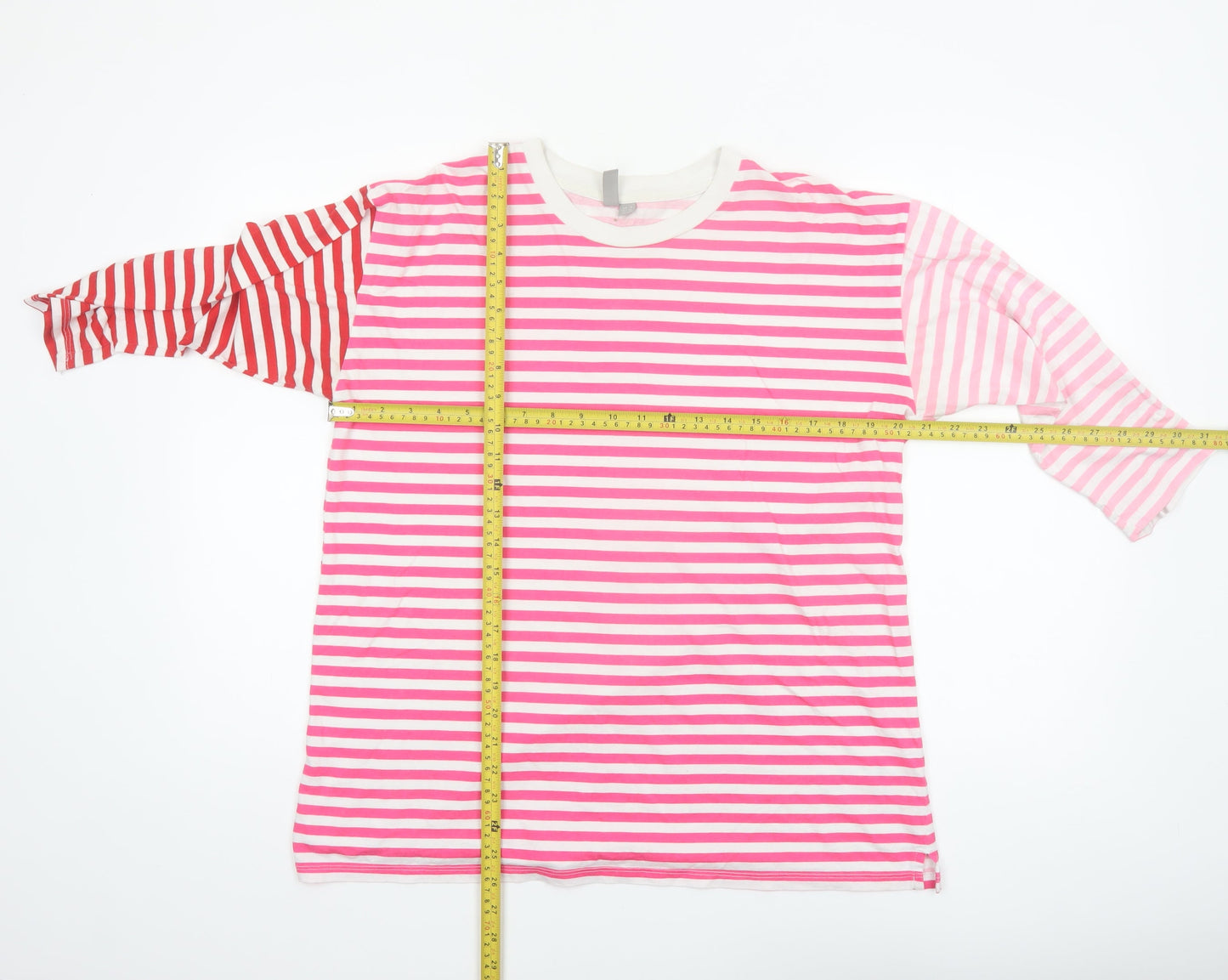 ASOS Women’s Multicoloured Striped 3/4 Sleeve Cotton T-Shirt Size 8