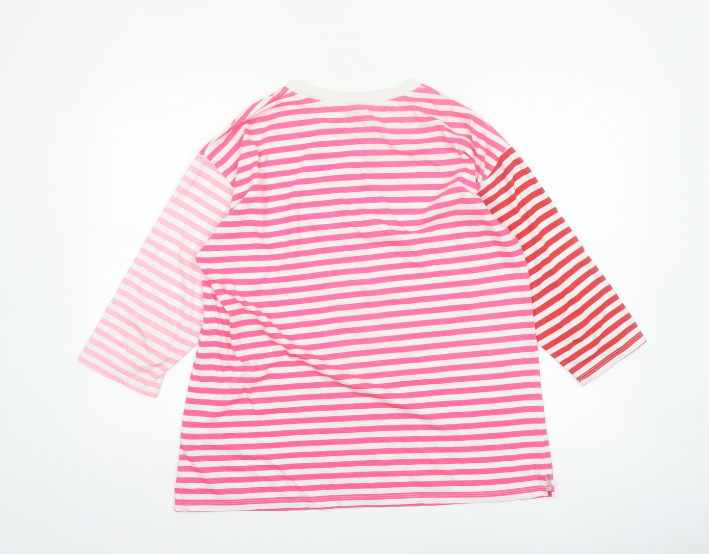 ASOS Women’s Multicoloured Striped 3/4 Sleeve Cotton T-Shirt Size 8