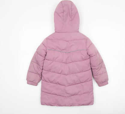FatFace Girls Pink Hooded Puffer Coat 5-6 Years Winter Lined Jacket