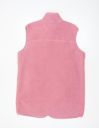 Tu Women Pink Fleece Bodywarmer Waistcoat Size 16 Zip Pockets