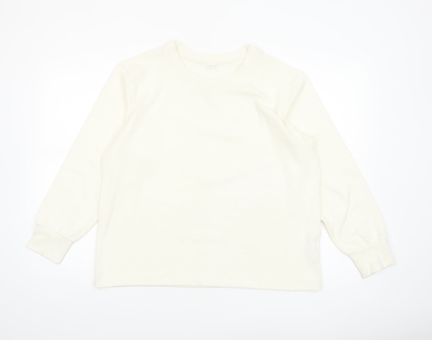 UNIQLO Women Ivory Long Sleeve Basic Stretch T-Shirt Size 2XL