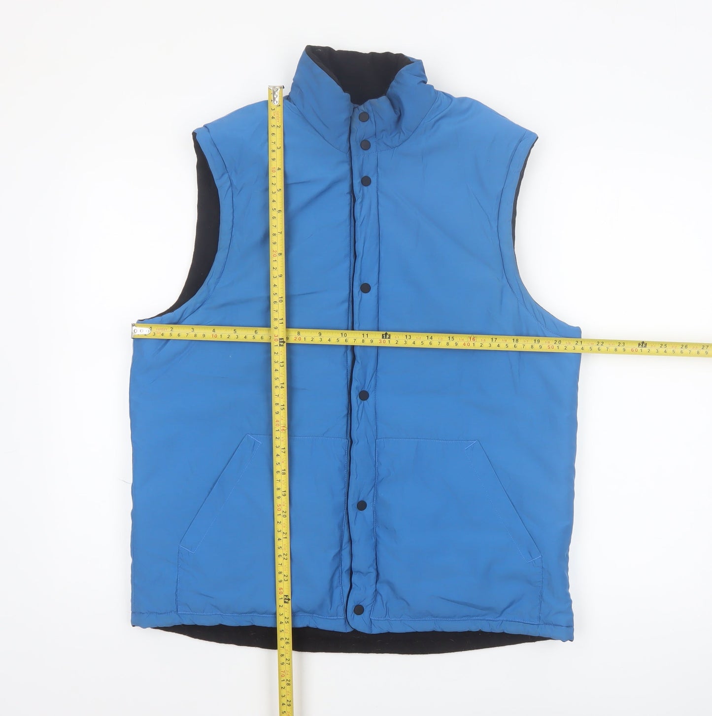 Jaeger Men's Blue Wool Blend Padded Waistcoat Size M