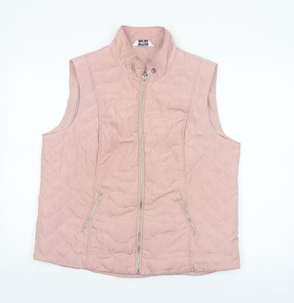 Classic Women Pink Quilted Waistcoat Size 16 Lightweight Zip Gilet