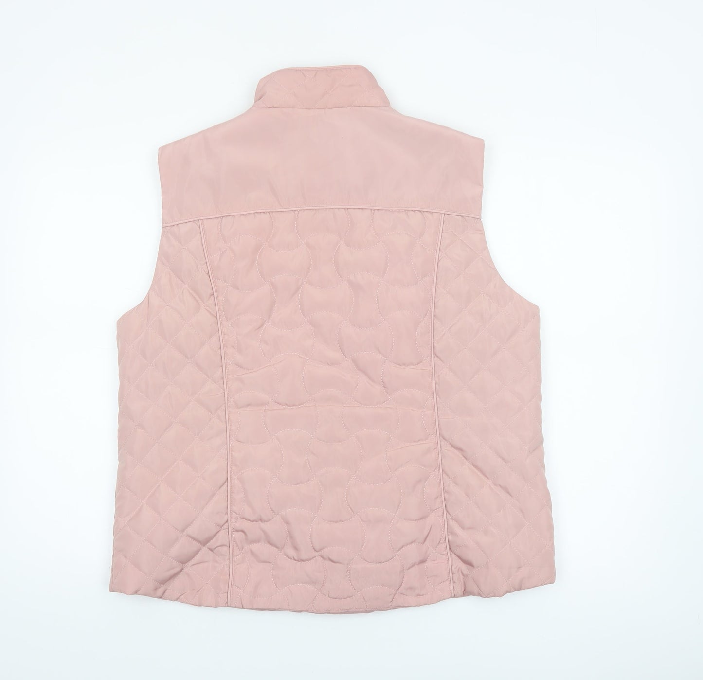 Classic Women Pink Quilted Waistcoat Size 16 Lightweight Zip Gilet