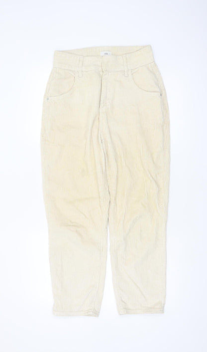 River Island Women Beige Corduroy Trousers Size 10 Regular Straight Cotton